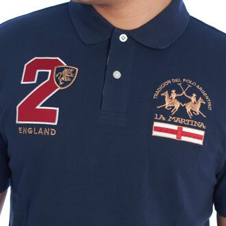 La Martina YMP315-PK031 Herenpolo met korte mouwen - maat M Blauw