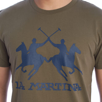 La Martina YMR001-JS206 Heren Regular Fit T-shirt met korte mouwen Groen - L