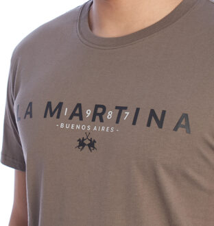 La Martina YMR005-JS206 Heren Regular Fit T-shirt met korte mouwen - maat M Bruin