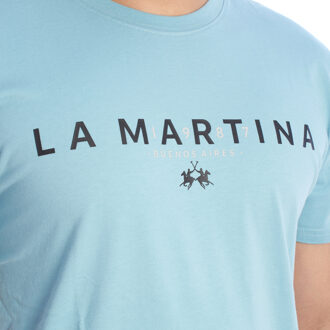 La Martina YMR005-JS206 Heren Regular Fit T-shirt met korte mouwen Turquoise - XL