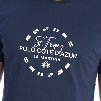 La Martina YMR321-JS206 Heren Regular Fit T-shirt met korte mouwen - maat 2XL Blauw