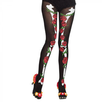 La Muerte Rozen Panty Zwart
