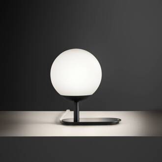 La Pallina tafellamp, bolkap, zwart zwart, mat wit