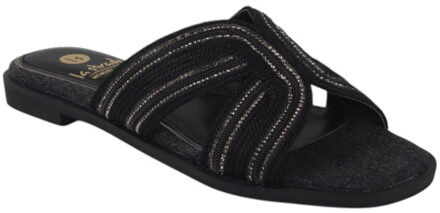 La Strada 2401931-1001 black/pewter dames slippers Zwart - 40