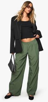 Laag Uitgesneden, Gekreukte Broek Met Wijde Pijpen, Olive - 38