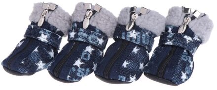 Laat Huisdier Schoenen Huisdier Honden Puppy Laarzen Denim Warm Sneeuw Winter Mooie Anti Slip Rits Casual A / 04