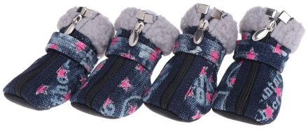 Laat Huisdier Schoenen Huisdier Honden Puppy Laarzen Denim Warm Sneeuw Winter Mooie Anti Slip Rits Casual B / 04