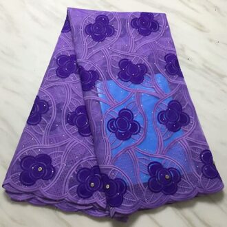 Laatste Royal Blue Nigeriaanse Kant Stof met Kralen Franse Afrikaanse Netto Kant Stof Voor Afrikaanse Feestjurk paars