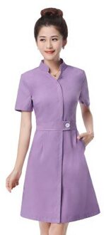 Lab Jurk Ziekenhuis Arts Verpleegster Uniform Vrouwen Korte Mouw Medische Uniform Kledij Schoonheidssalon SPA Mode Werkkleding Uniform paars / M