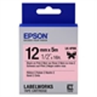 Label Cartridge Satin Ribbon LK-4PBK zwart/roze 12 mm (5 m)