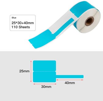 Label Papier Thermisch Papier 25*30Mm + 40Mm 100Sheets/Roll Compatibel Met Phomemo M110 thermische Printers Blauw