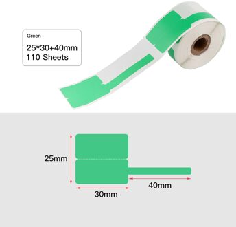 Label Papier Thermisch Papier 25*30Mm + 40Mm 100Sheets/Roll Compatibel Met Phomemo M110 thermische Printers groen