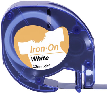 Label Tape 18771 Iron-On Fabric Labels 12mm Compatible for Dymo Letratag Label Tapes Black on White Fabric Iron-on Ribbons 18769