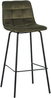 LABEL51 Barkruk 'Bistro' Velvet, kleur Hunter (zithoogte 78cm)