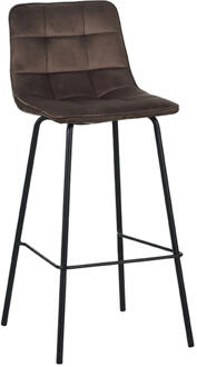 LABEL51 Barkruk 'Bistro' Velvet, kleur Taupe (zithoogte 78cm)