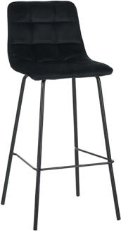LABEL51 Barkruk 'Bistro' Velvet, kleur Zwart (zithoogte 78cm)