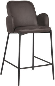 LABEL51 Barkruk Jari - Antraciet Microvezel - Zwart Metaal Grijs