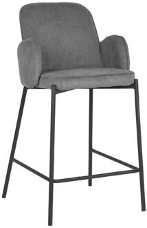 LABEL51 Barkruk Jari - Donkergrijs Ribcord - Zwart Metaal