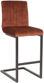 LABEL51 Barkruk Milo - Rust Velours - Zwart Metaal Bruin