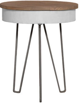 LABEL51 Bijzettafel Saria - Wit Metaal - Mangohout