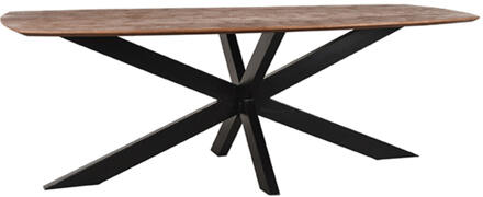 LABEL51 Deens Ovale Eettafel 'Zane' Espresso Mangohout, 220 x 100cm - 220 x 100 cm