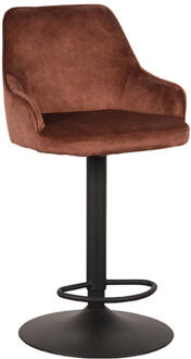 LABEL51 Draaibare Barkruk 'Fender' Velvet, kleur Roest (zithoogte 64-84cm)