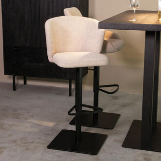 LABEL51 Draaibare Barkruk 'Wave' Bouclé, kleur Naturel (zithoogte 56-82cm)