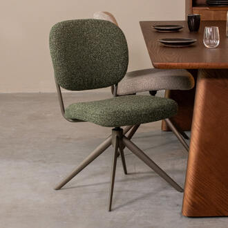 LABEL51 Draaibare Eetkamerstoel 'Geneva' Bouclé, kleur Forest