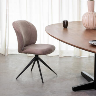LABEL51 Draaibare Eetkamerstoel 'Kimo' Micro Suede, kleur Taupe