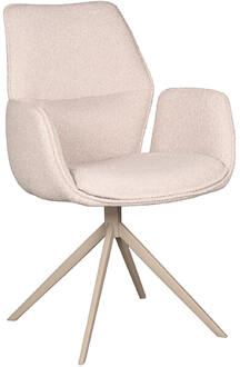 LABEL51 Draaibare Eetkamerstoel 'Mellow' Bouclé, kleur Naturel Naturel/Taupe