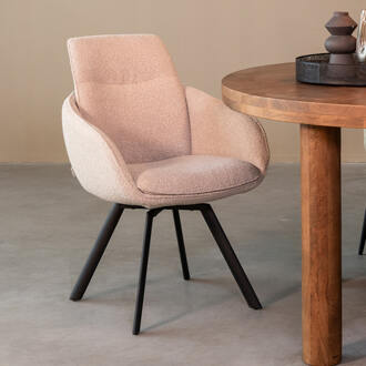 LABEL51 Eetkamerstoel 'Beauty' Bouclé, kleur Naturel