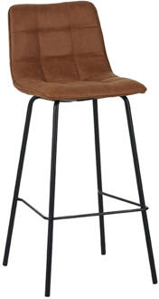 LABEL51 Eetkamerstoel 'Bistro' Micro Suede, kleur Cognac (zithoogte 78cm)