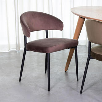 LABEL51 Eetkamerstoel 'Bliss' Velvet, kleur Taupe