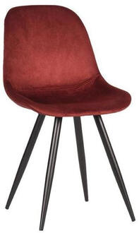 LABEL51 Eetkamerstoel Capri - Bordeaux Fluweel - Zwart Metaal Rood
