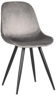 LABEL51 Eetkamerstoel Capri - Grijs Fluweel - Zwart Metaal