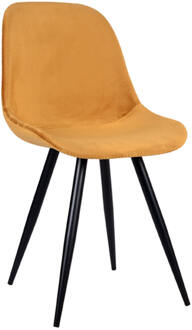 LABEL51 Eetkamerstoel Capri - Oker Fluweel - Zwart Metaal Geel