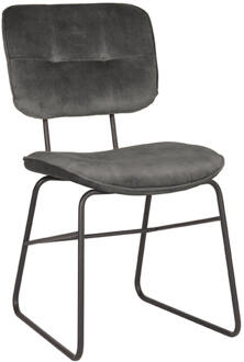 LABEL51 Eetkamerstoel Dez - Antraciet Velours - Zwart Metaal Grijs