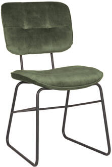 LABEL51 Eetkamerstoel Dez - Hunter Velours - Zwart Metaal Groen