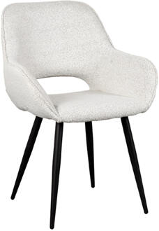 LABEL51 Eetkamerstoel 'Fer' Bouclé, kleur Wit