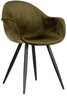 LABEL51 Eetkamerstoel Forli - Army Fluweel - Zwart Metaal Groen