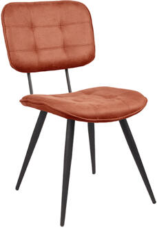 LABEL51 Eetkamerstoel Gus - Cognac Microvezel - Zwart Metaal Bruin