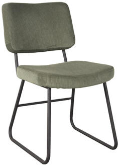 LABEL51 Eetkamerstoel Noah - Forest Ribcord - Zwart Metaal Groen