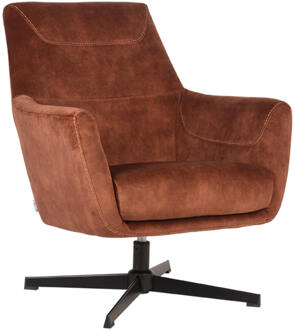 LABEL51 Fauteuil Toby - Rust Velours - Zwart Metaal Bruin