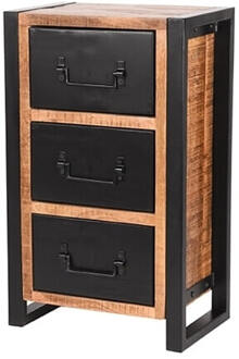 LABEL51 Ladekast Brussels - Rough Mangohout - Zwart Metaal Bruin