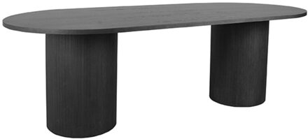 LABEL51 Ovale Eettafel 'Oliva' Zwart Eiken, 240 x 120cm