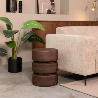 LABEL51 Ronde Bijzettafel 'Milly' Mangohout, 35cm, kleur Espresso - 35 cm