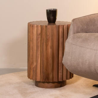 LABEL51 Ronde Bijzettafel 'Novan' Naturel Mangohout, 35cm - 35 cm