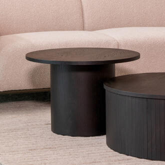 LABEL51 Ronde Salontafel 'Oliva' Zwart Eiken, 60cm - 60 cm