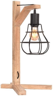 LABEL51 Tafellamp Drop - Zwart Metaal - Naturel Mangohout