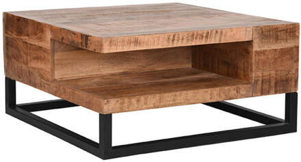 LABEL51 Vierkante Salontafel 'Cube' Rough Mangohout, 80 x 80cm - 80 x 80 cm